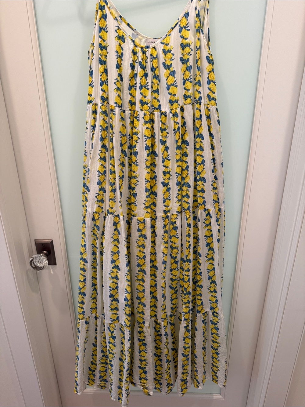Olivia James Floral Stripe Maxi Dress in Yellow & Blue